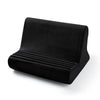 A black adjustable comfort tablet and phone stand pillow with ribbed texture.