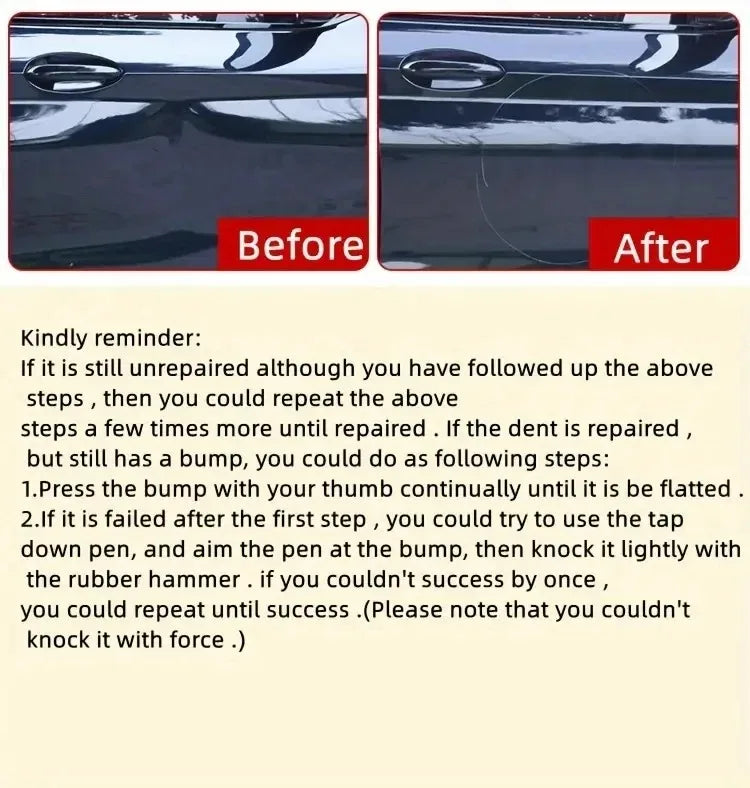Paintless Dent Repair Kit with T-Bar Puller and 18 Pulling Tabs