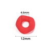 A red acrylic spacer bead with a wave pattern, measuring 12mm in length and 4.6mm in height.