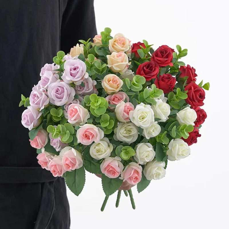 Silk Rose & Eucalyptus Floral Arrangement