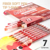 A set of 12-color acrylic paint markers with soft brush tips displayed on a box and loose markers.