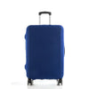 A royal blue stretchy suitcase cover protector for luggage.