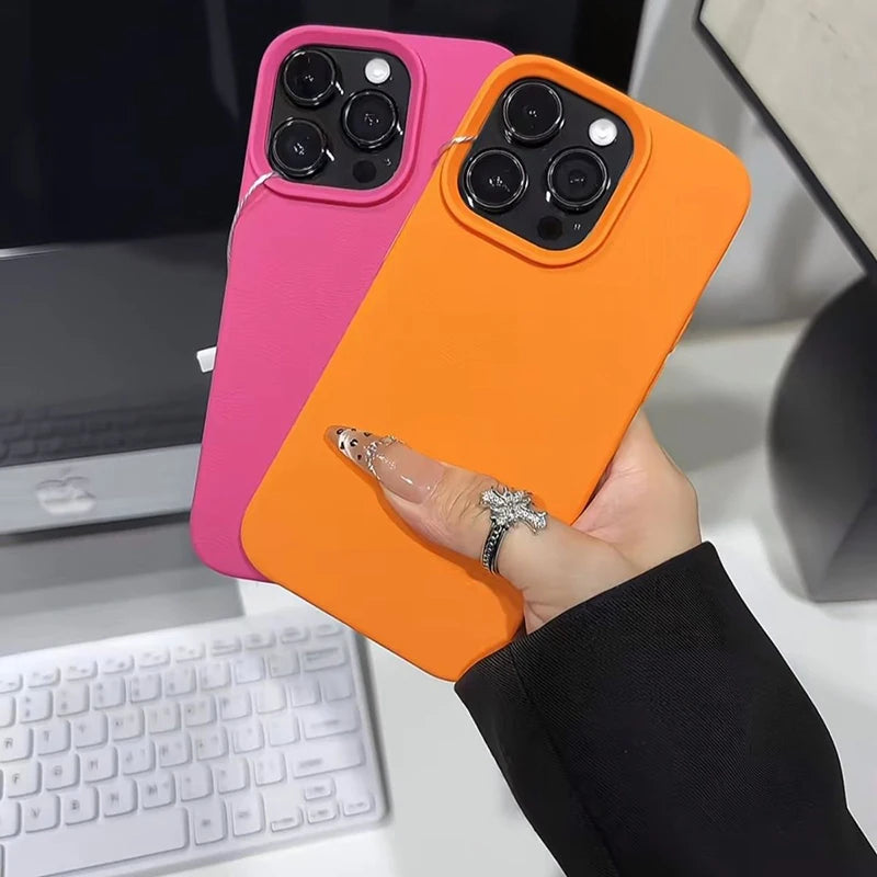 Candy Color Lychee Pattern Soft Silicone Phone Case