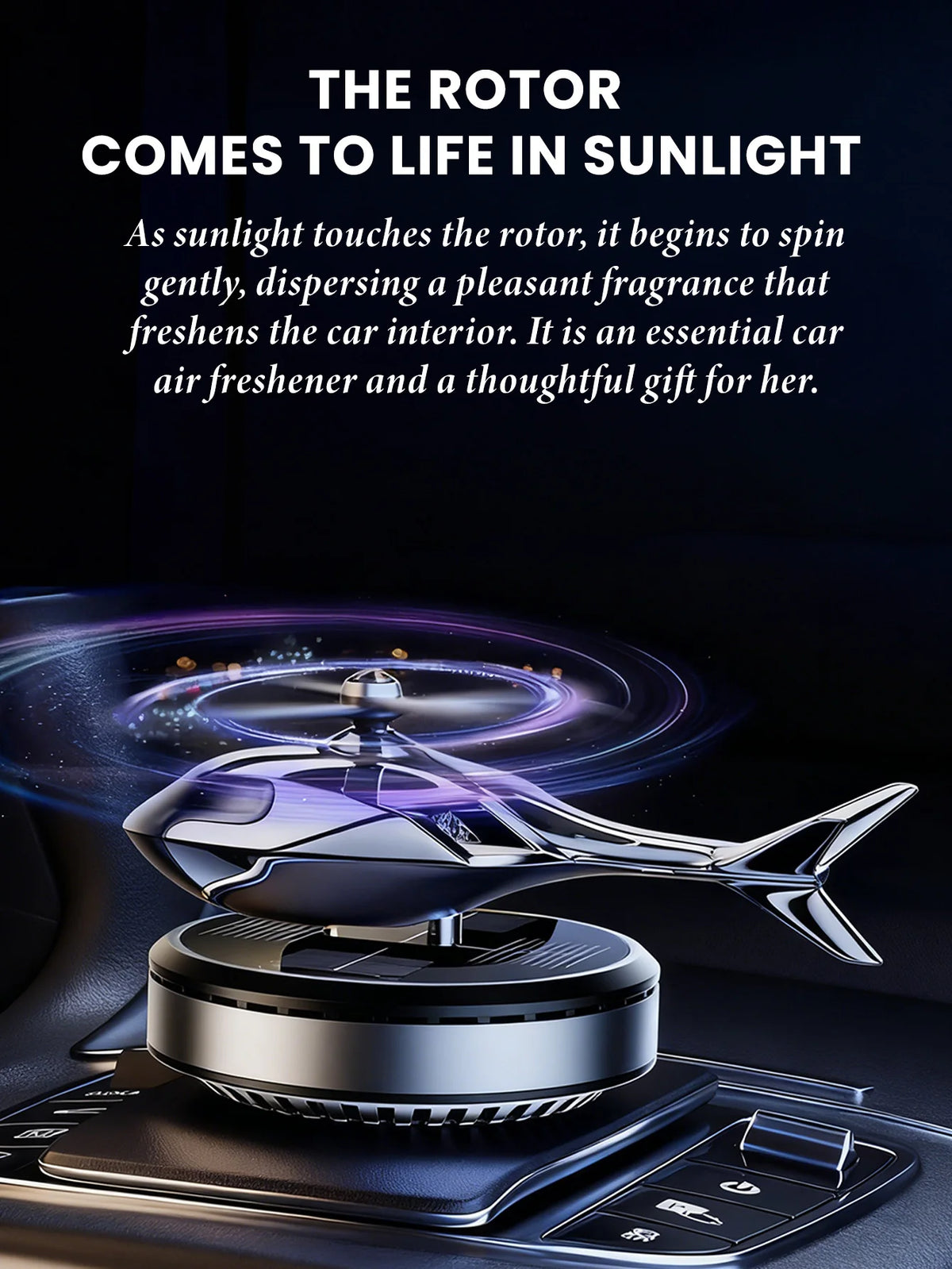 Solar-Powered Rotating Helicopter Car Air Freshener & Decorative Aromatherapy Diffuser