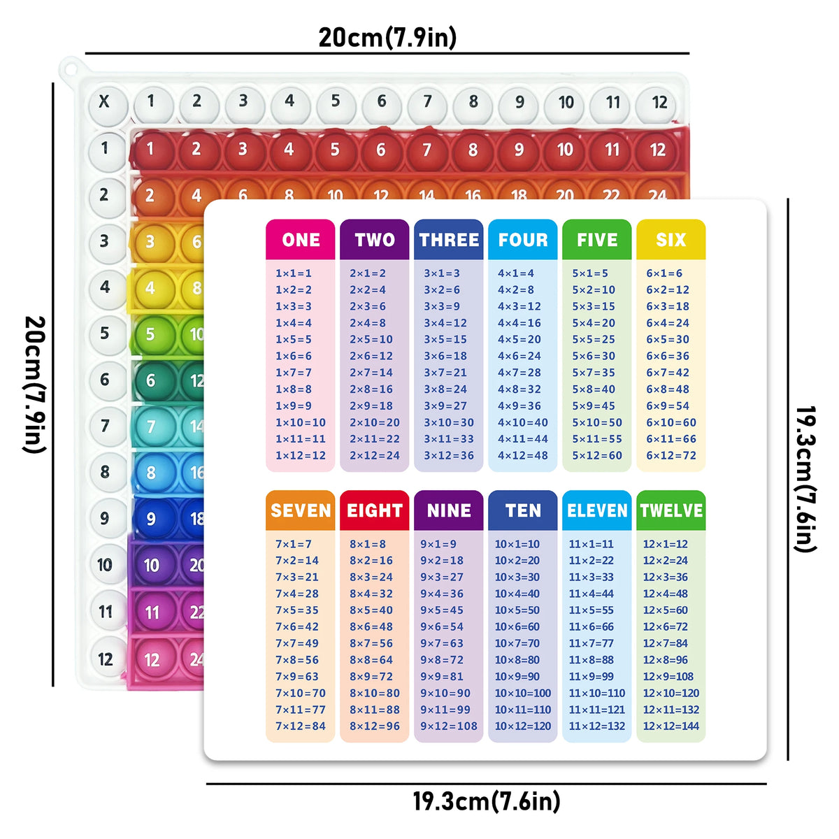 A set of 12 multiplication practice flashcards numbered one through twelve with an erasable pen.