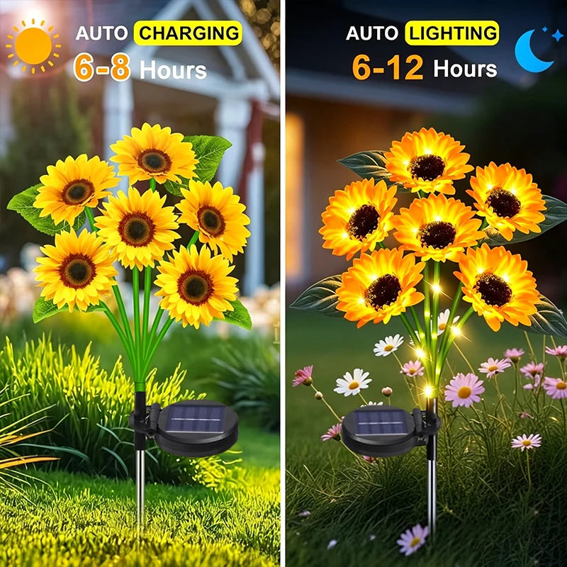 Solar-Powered LED Sunflower Garden Lights
