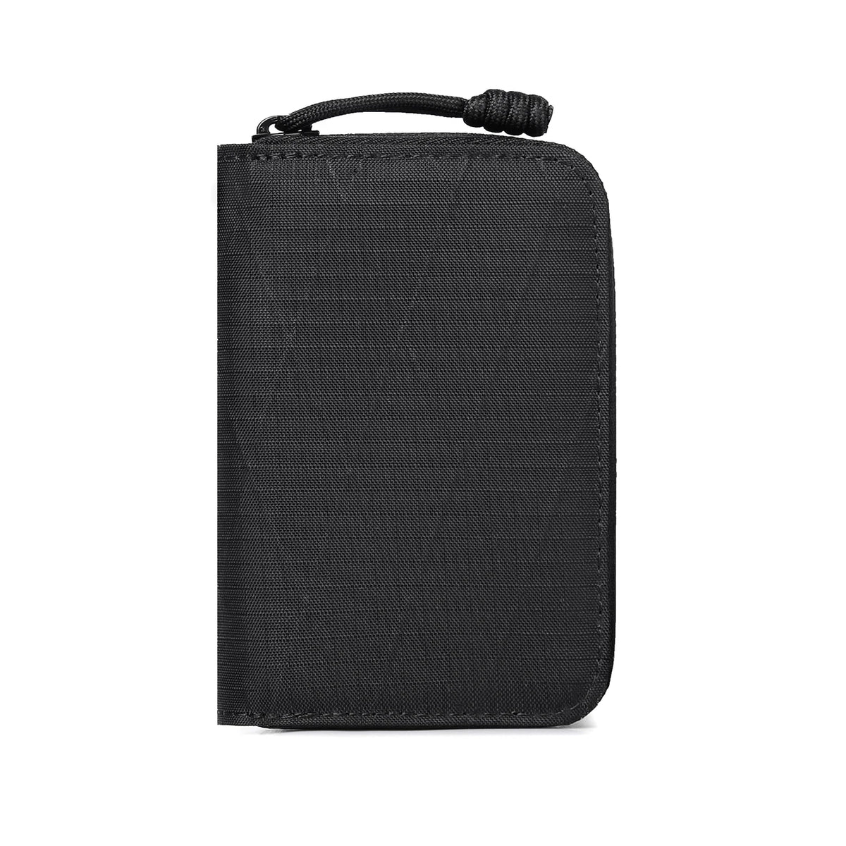 Black compact RFID wallet with a loop closure made of waterproof X-PAC fabric