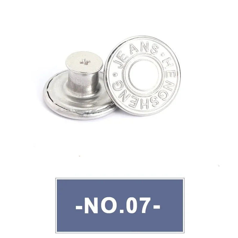 No-Sew Replacement Jeans Buttons - 17mm Metal Snap Buttons