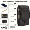 Housse de téléphone noire multi-poches avec emplacements pour stylos, tournevis, cartes de crédit, batteries externes et ferm