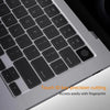 Close-up of a silicone keyboard cover for a laptop, showing precision cutting and fingerprint access.