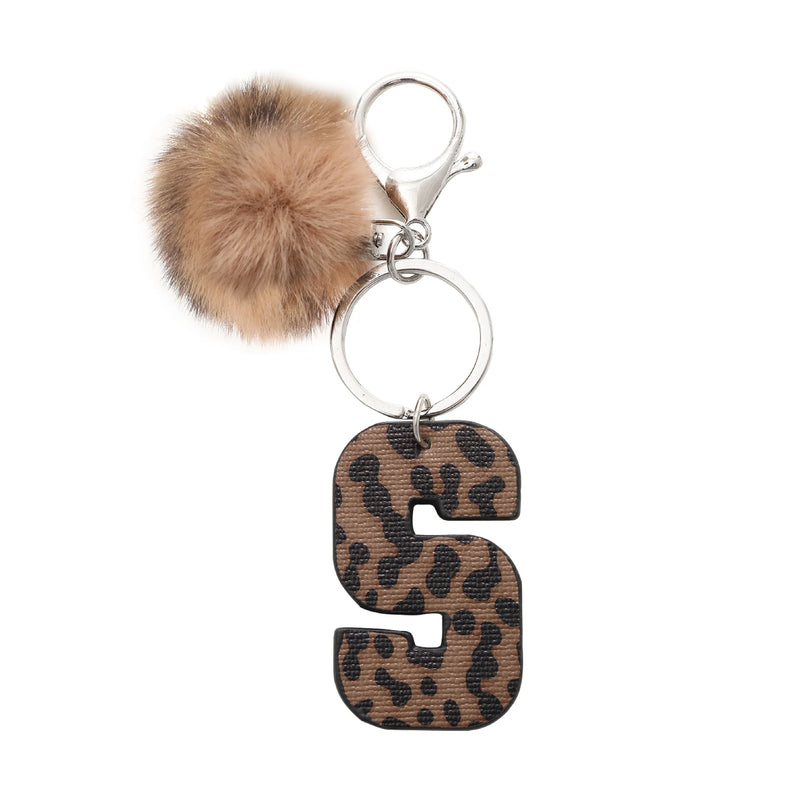 Leopard Print Letter Keychain