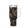 Insulated stainless steel tumbler featuring a collage of male faces and the quote I will always choose you