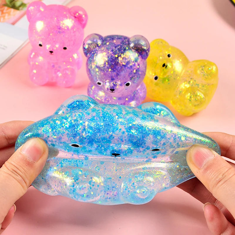 Glitter Gummy Bear Stress Relief Squeeze Toy