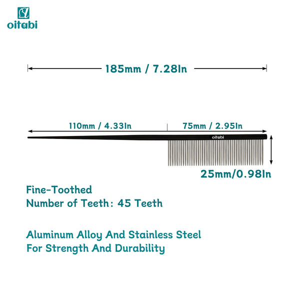 Dual-Metal Pet Grooming Comb with Tapered Tail