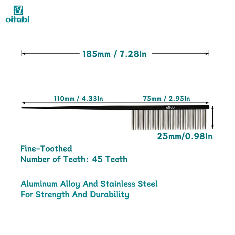 Dual-Metal Pet Grooming Comb with Tapered Tail