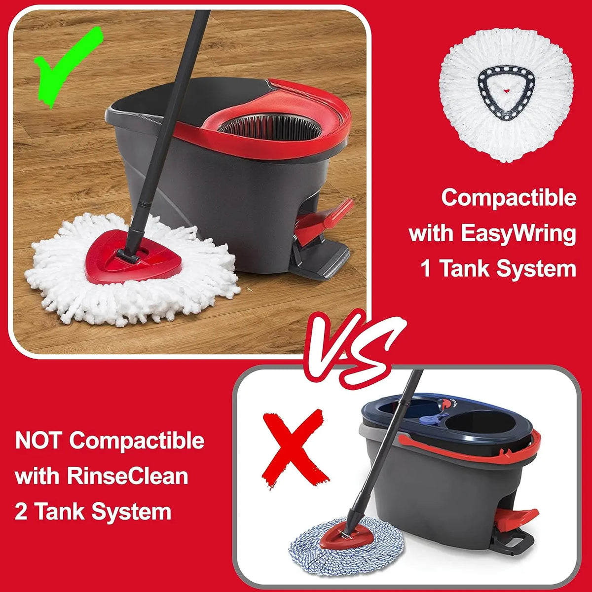 Microfiber Spin Mop Refill Pads for Vileda O-Cedar EasyWring 1-Tank System