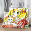 Cartoon Anime Flannel Throw Blanket in Candy Girl Design
