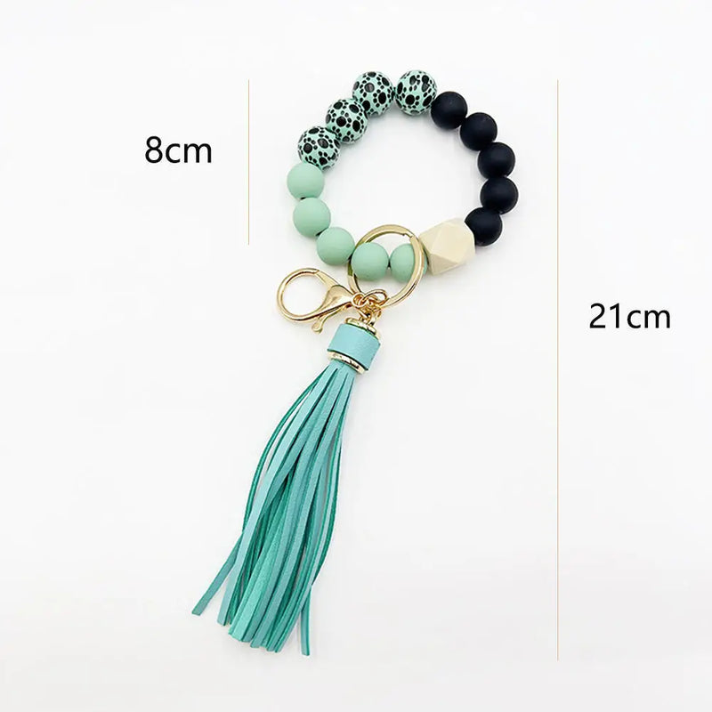 Boho Silicone Bead Keychain with Tassel