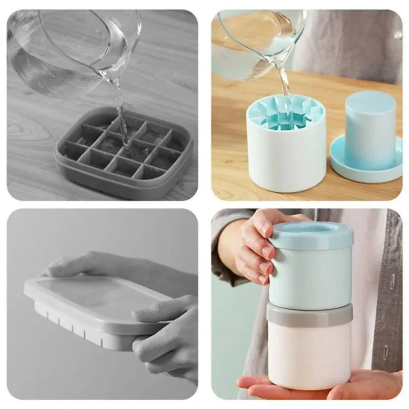 Molde de Silicona Reutilizable para Cubos de Hielo