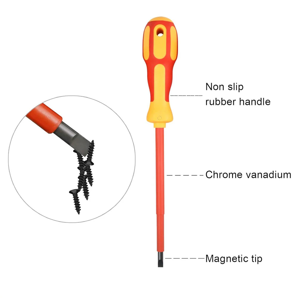 Insulated 1000V Magnetic Screwdriver Set for Electricians
