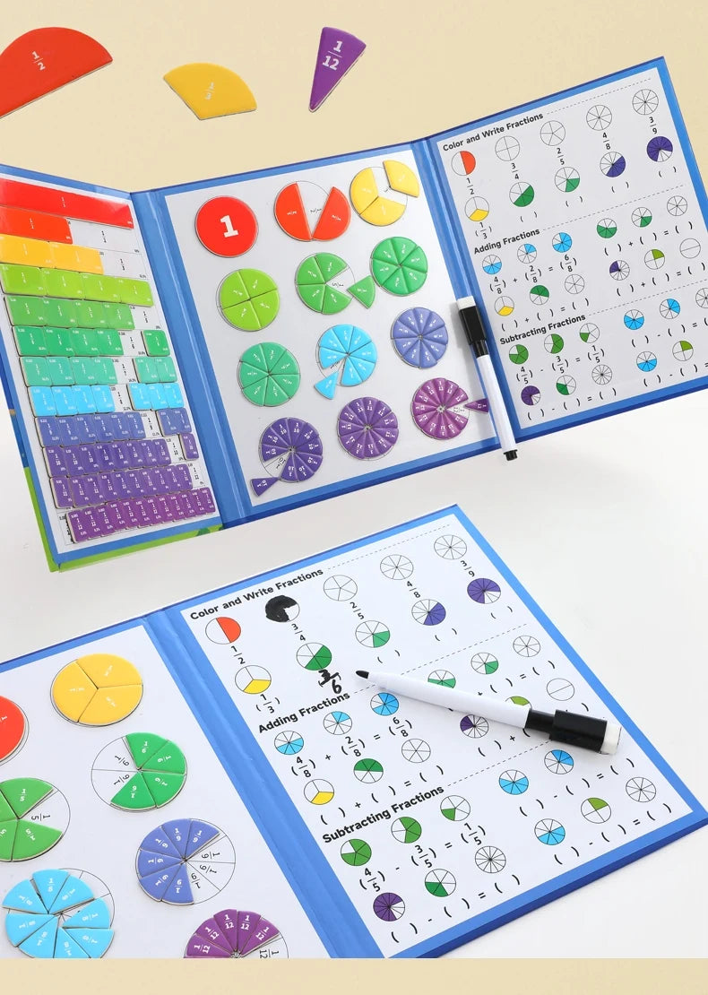 Magnetic Fraction Teaching Set with Charts & Erasable Practice Area