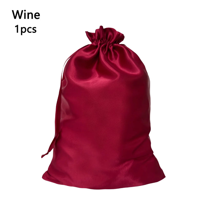 Satin Wig Storage Bags with Drawstring Closure