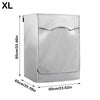 A white waterproof washing machine cover with a roll edge design shown in a flat lay view.