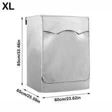 A white waterproof washing machine cover with a roll edge design shown in a flat lay view.