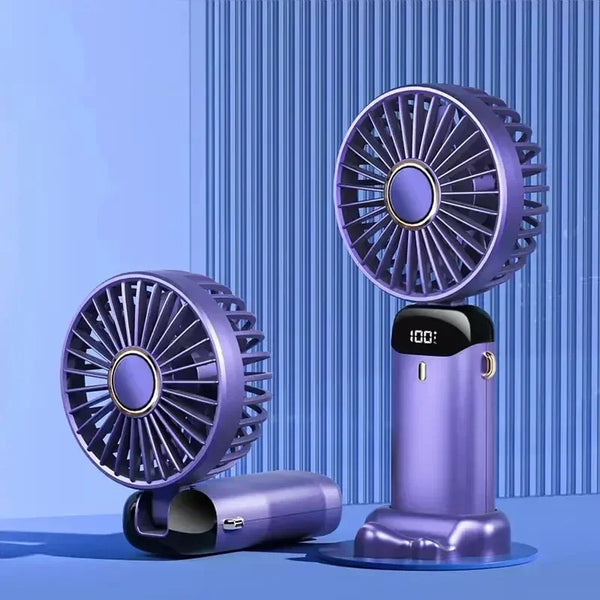 Portable Rechargeable Handheld Fan with Digital Display