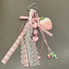 Strawberry Bag Charm Keychain with Ribbon Bow