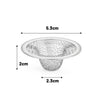 Stainless steel sink strainer mesh with a 5.3cm diameter and 2cm height.