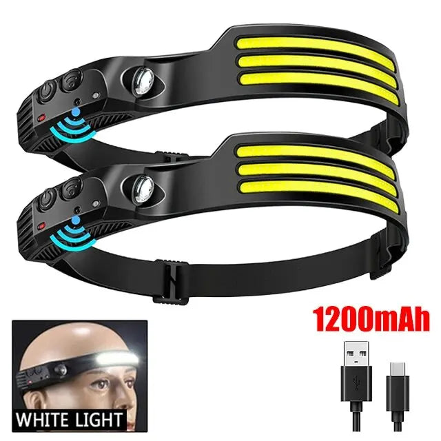 Lampe frontale LED COB avec capteur de mouvement