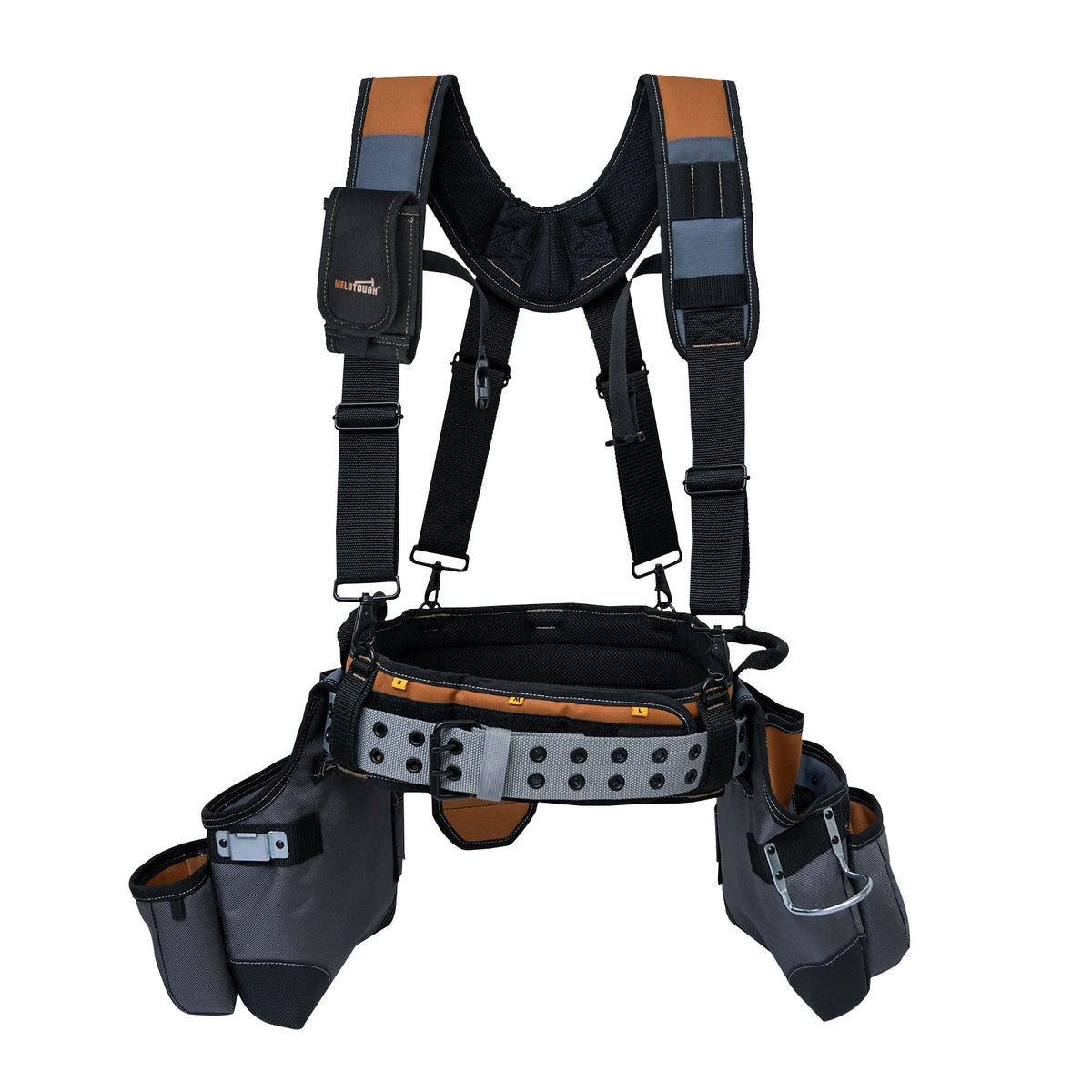 Heavy-Duty Carpenter Tool Belt with Suspenders and Pouch Set