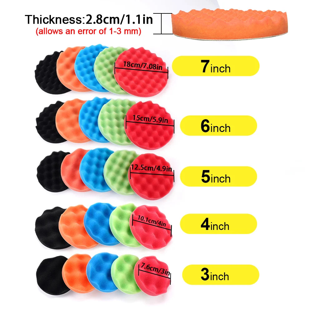5-Piece Foam Waffle Polishing Pad Set for Car Detailing