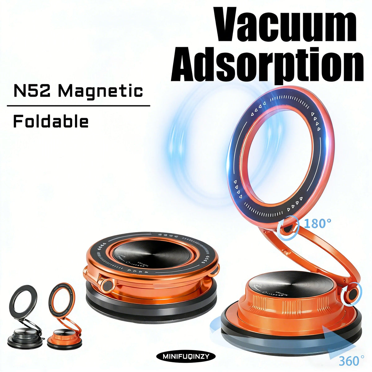 Magnetic Car Phone Holder with Vacuum Suction Mount