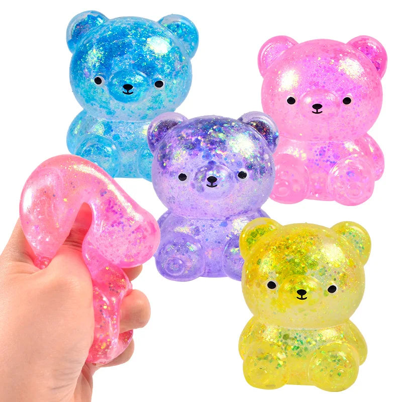 Glitter Gummy Bear Stress Relief Squeeze Toy