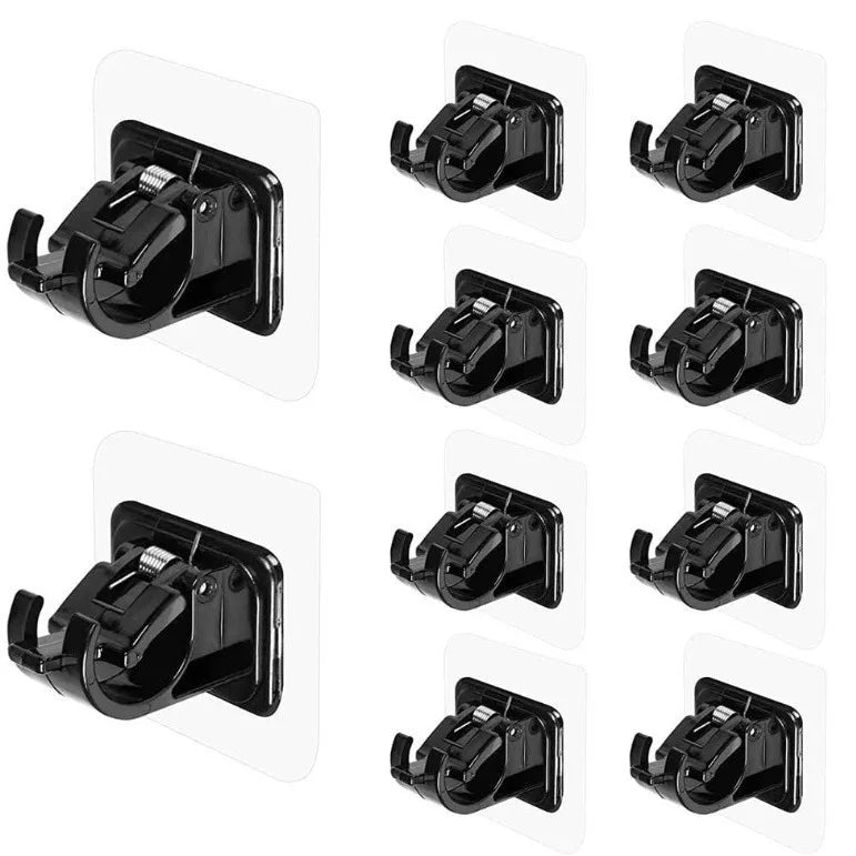 Ensemble de supports pour tringles de rideaux adhésifs noirs sans perçage, dans divers angles