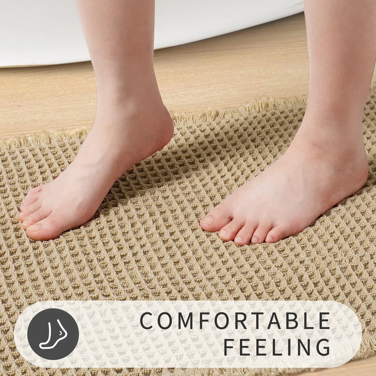 Waffle Weave Bath Mat with Non-Slip Backing
