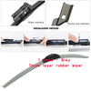 Grey three layer rubber wiper blade with black mounting components for windshield installation