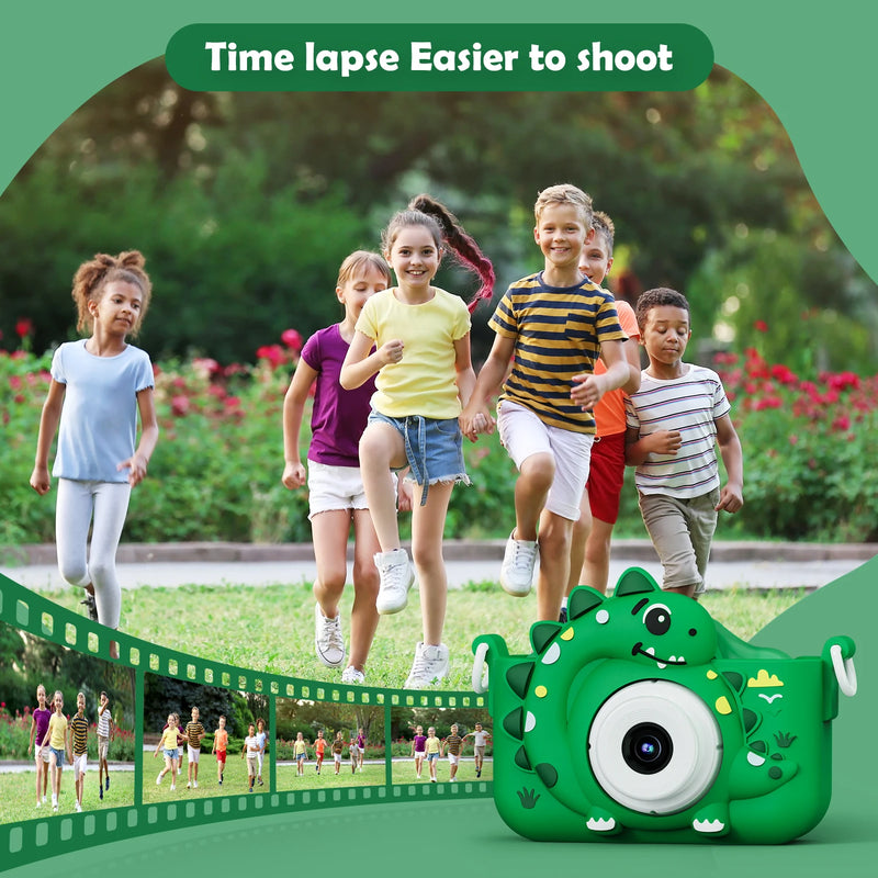Kids Digital Camera – 1080p Dinosaur Theme with 32GB Card Included