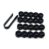 A set of twenty black car wheel nut cap covers for anti-rust protective hub bolts.