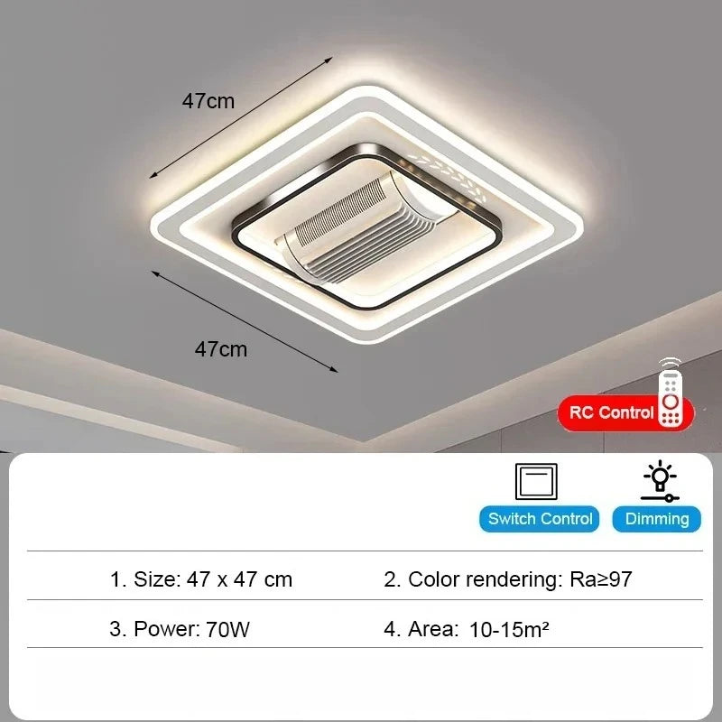 Modern Invisible Bladeless Ceiling Fan Light with Remote Control