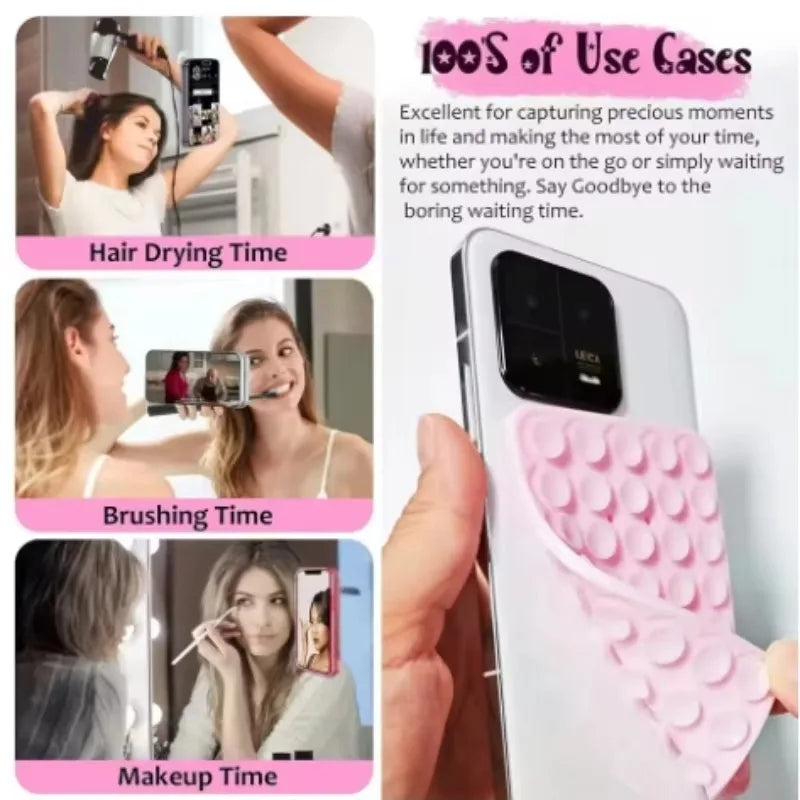 Silicone Suction Cup Phone Grip with Double-Sided Adhesive