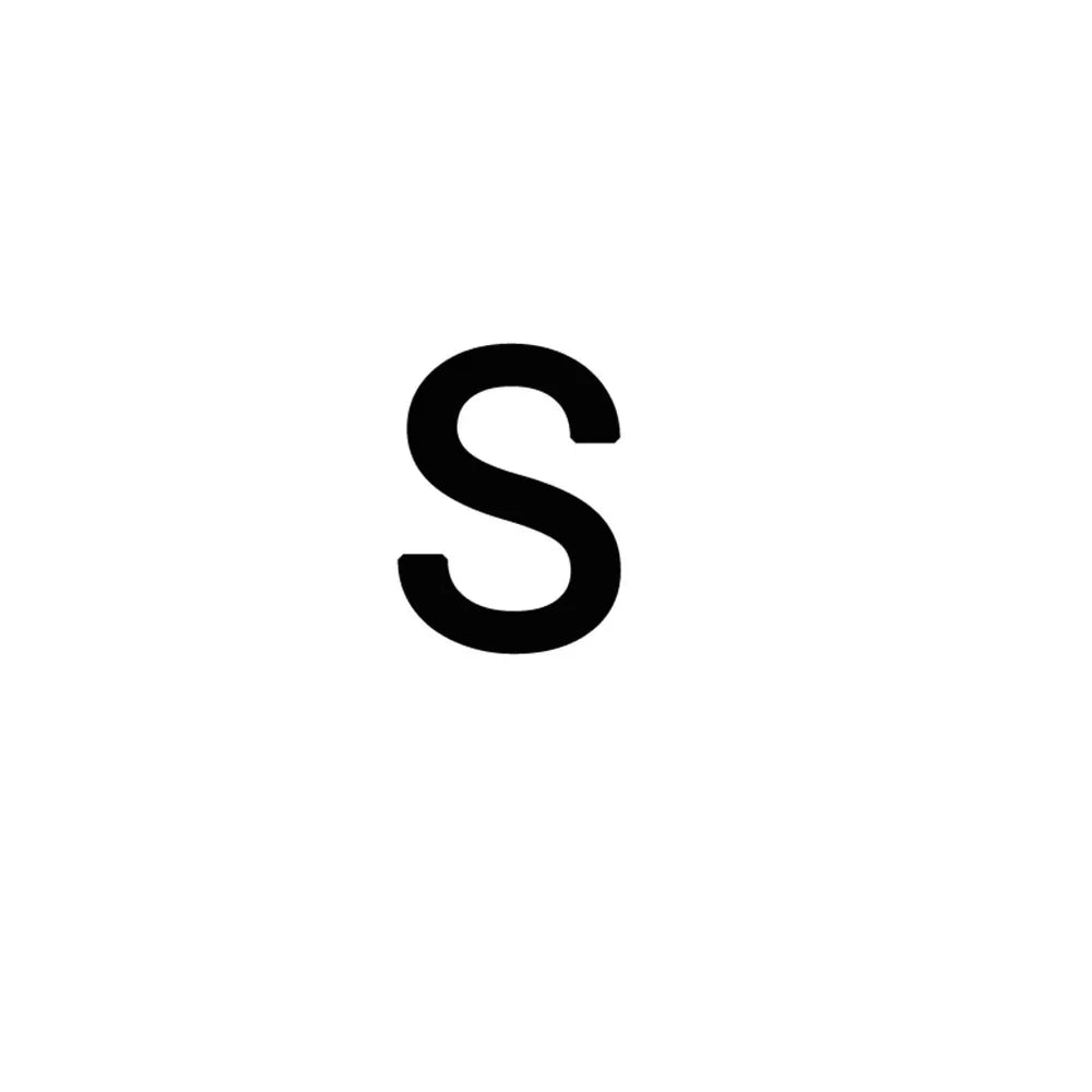A black capital letter S on a white background.