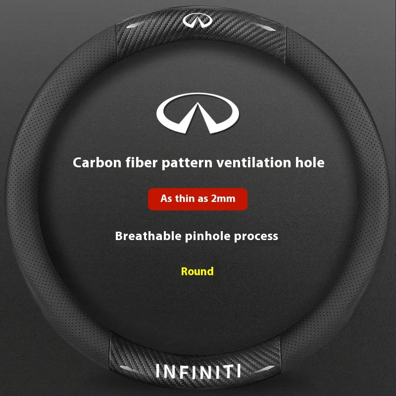 Carbon Fiber Leather Steering Wheel Cover for Infiniti Models