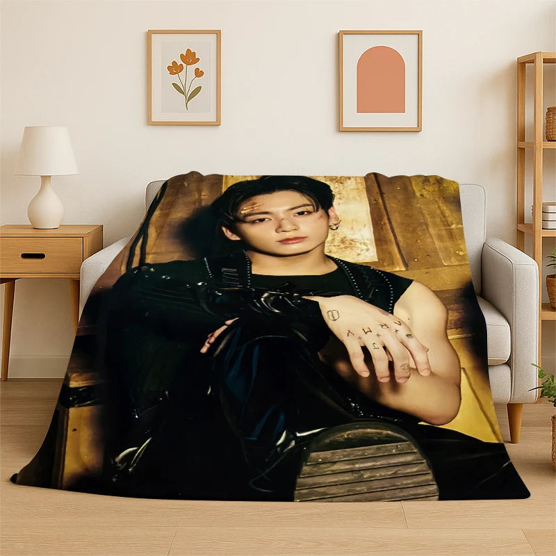 K-Pop BTS Jeon Jungkook Flannel Throw Blanket