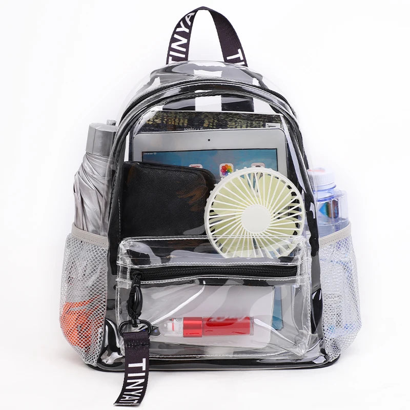 Clear Transparent Backpack for Women – Durable PVC Travel & School Bag