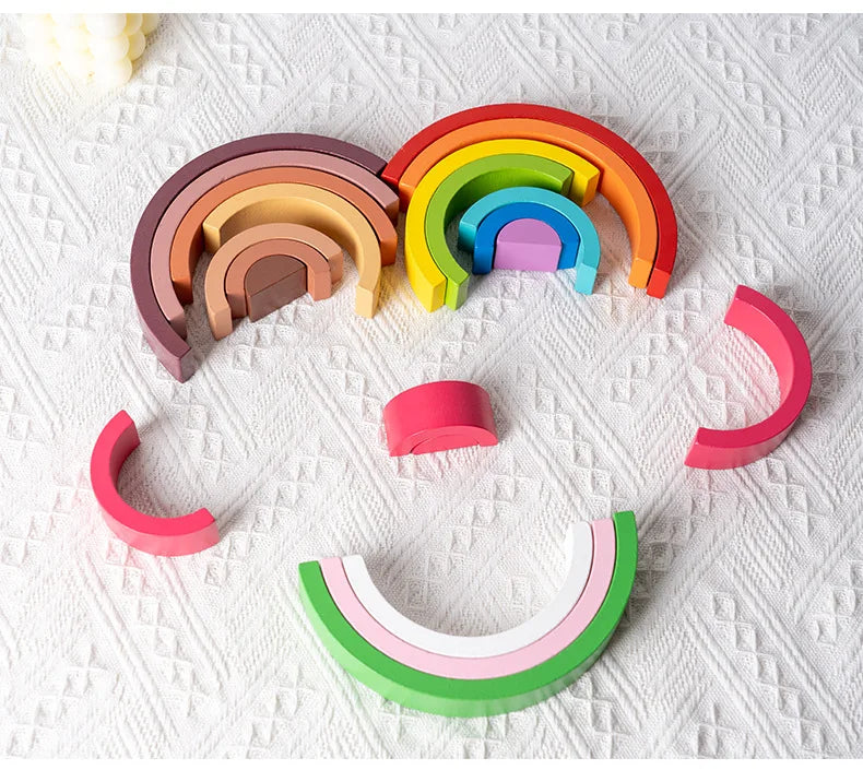 Rainbow Arch Bridge Wooden Building Blocks for Kids