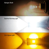 Three light sources shown: a halogen bulb, a daytime running light, and a turn signal light.