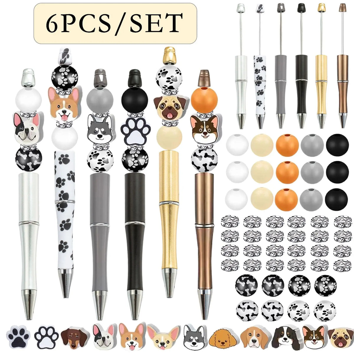 DIY Beaded Acrylic Ballpoint Pen Kit with Rotating Gradient Design